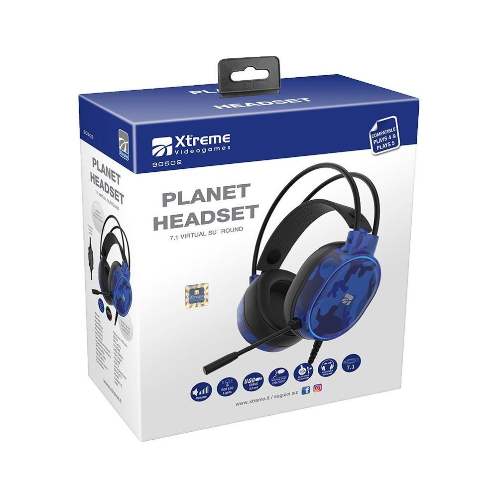 Cuffie Gaming PS5 PS4 Planet Headset 7.1 Surround Blue Camo Xtreme 90502 - 2