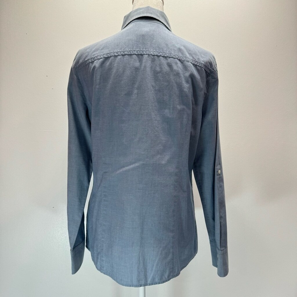 Talbots Blue Chambray Button Front Ruffle Tailore… - image 5