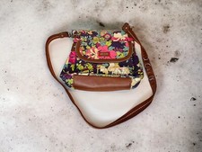 Sakroots Floral Boho Crossbody Brown Leather Messenger Bag Purse Peace