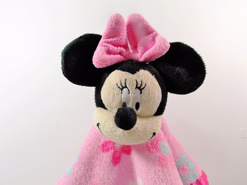 Cobertor de segurança Disney Baby Minnie Mouse com flores rosa Lovey pelúcia - Imagem 2 de 4