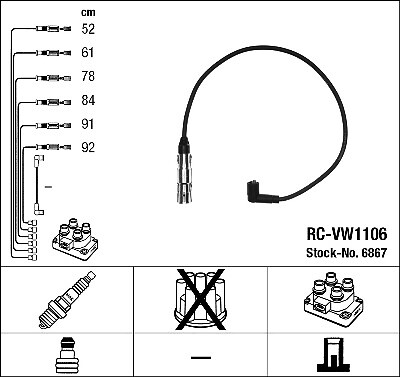 6867 NGK Ignition Cable Kit for VW