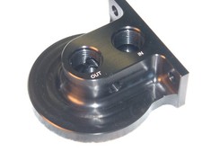 Billet Aluminum Remote Oil Filter Bracket. -10an Ports