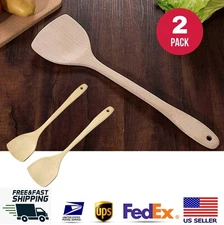 2pc Set Cooking Spoon Spatula Wooden Wok Cooking Utensils Kitchen Handcrafted