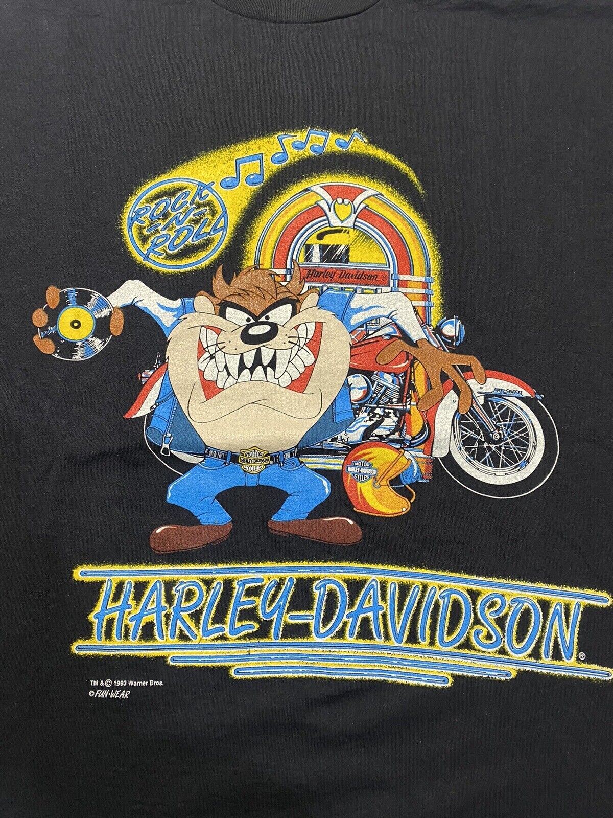 Vintage 90s Harley Davidson Taz Looney Tunes T Sh… - image 1