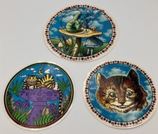 Lot of 3 Alice in Wonderland Large Stickers, Caterpillar, and Cheshire Cat