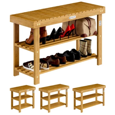 CASARIA® Schuhbank Schuhregal mit Sitzbank Schuhständer Bank Bad Regal Massiv - Bild 1 von 4
