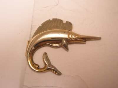 Swordfish Black Marlin Sailfish Vintage SWANK Tie Bar Clip animal spearfish