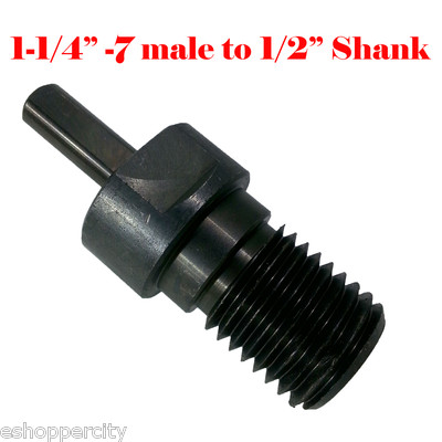Core Drill Bit Adapter 1-1/4  - 7 Thread Male to 1/2  Shank Diamond 