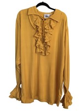 Pirate Dressing Costume Shirt Gold Halloween Renaissance Fest Ruffle Collar L