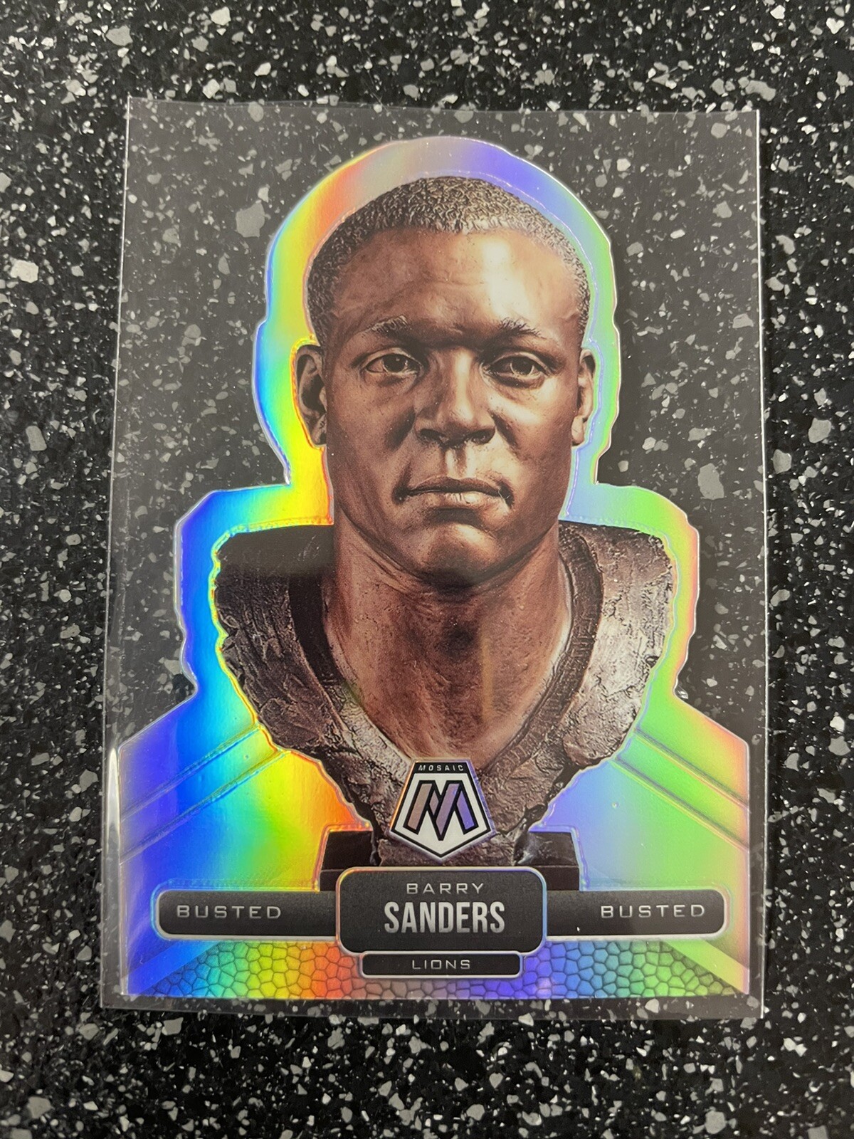 2021 Mosaic Football Barry Sanders Busted HOF Silver Prizm #BU-15 Case Hit SSP