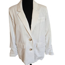 FRNCH Womens Lined Single Breasted Notch Lapel Blazer White Size Medium