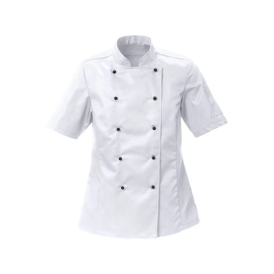 Chef Coat Jacket Cook Shirt Kitchen Uniform Black Button Double Breasted - Image 2 of 4