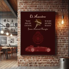 Fangio El Maestro Vintage Poster Formula Racing Wall Art Print F1 Fans Gift