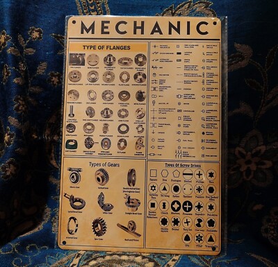 Mechaniker Geschenk Blechschild Vintage Stil Flansche Zahnräder Garage Mann Höhle Deko