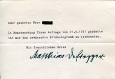 Matthias Defregger autograph auxiliary bishop, signed letter