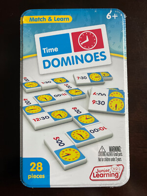 Junior Learning Match & Learn Time Dominoes - Sealed New - 28 Pieces - Ages 6+