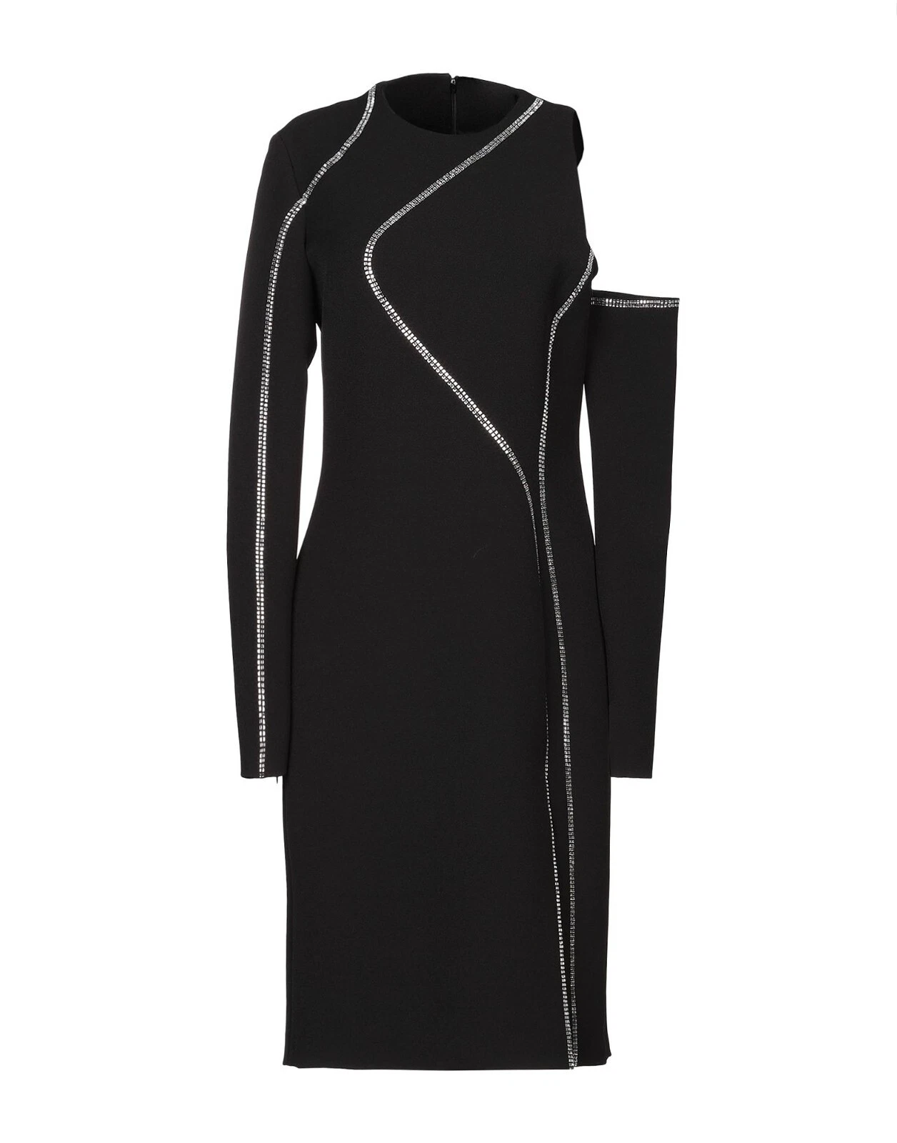 Abito nero con strass asimmetrici Versace collezione 44IT 8U.S MSRP $1100 nuovo con etichette