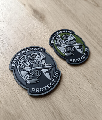 Saint Michael Protect us grau/grün Patch Klett Aufnäher Polizei Bundespolizei