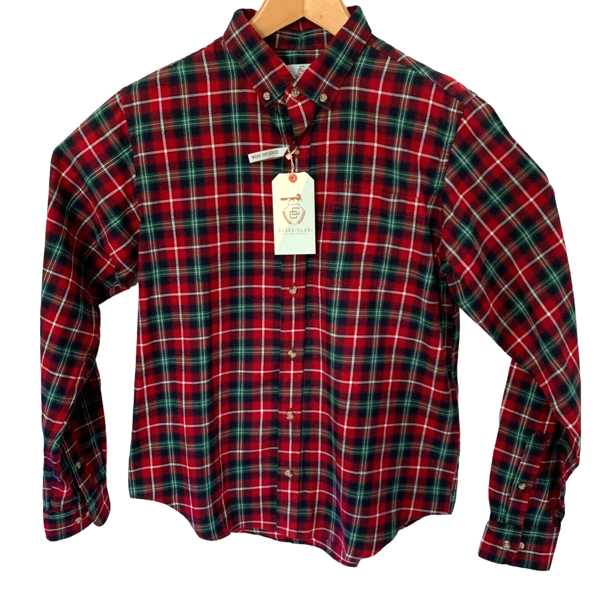 Class Club Flannel Shirt Boys Sz 18/20 Red Plaid Long Sleeve Untucked Fit NEW Class Club Flannel Shirt Boys Sz 18/20 Red Plaid Long Sleeve Untucked Fit NEW