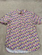 Chubbies Polo Shirt Mens Medium Weekend Hawaiian Pineapple All Over Print Aop