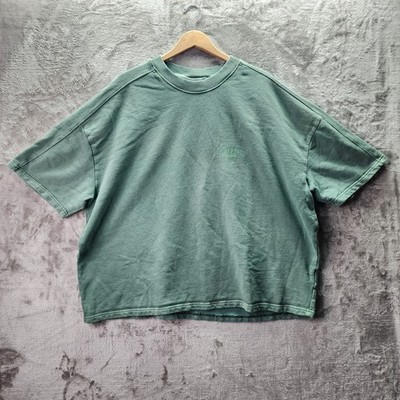 Pull&Bear XL Boxy Sweatshirt Sage Green Cotton Streetwear Graphic Back