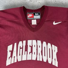 Vintage Nike Eaglebrook HS Hockey Jersey Men's 54 2XL/3XL Fight Strap Big Swoosh