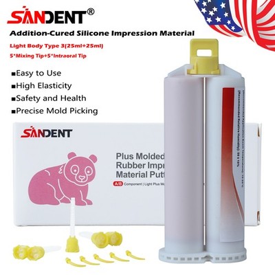 VPS Light Body Fast Set Dental Impression Material   Cartridges +5 Mixing Tip