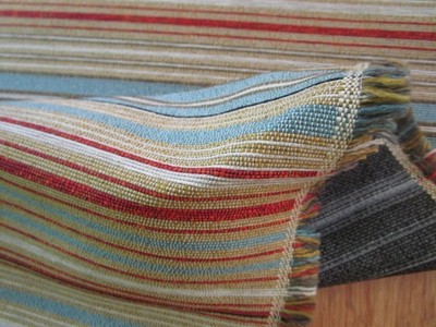 Narrow Anatolia Outdoor fabric Richard Smith 4.16 yds ++ Teal Brick Gold stripe 