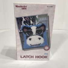 NEW Cow Latch Hook Rug Kit 12in x 12in Caron Wonder Art 4603