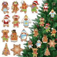 24pcs Gingerbread Wooden Ornaments Christmas Tree Hanging Decorations