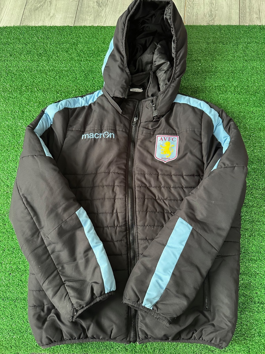 Aston Villa Macron Black Padded Winter Coat Jacket Mens Adult