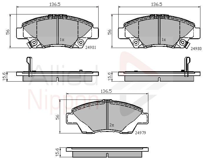 Brake Pad Set For Disc Front Fits Honda Civic CR-Z Jazz ALLIED NIPPON ADB32036