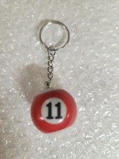 New Single Mini Billiards Pool Ball Keychain 11 Red White Stripe Ball
