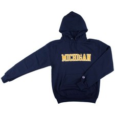 Michigan Wolverines Hooded Sweatshirt - Michigan Straight - By Champion - Navy