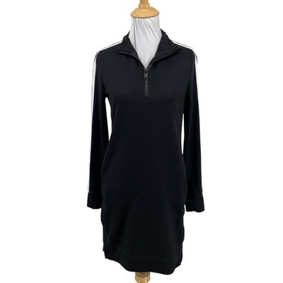 Athleta Dress Women 2XS XXS Black White Crosstown Track Quarter Zip Brushed