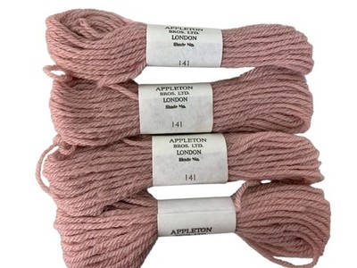 Appleton Wool Yarn Pink #141 Crewel Embroidery Needlepoint FT141 Lot of 4