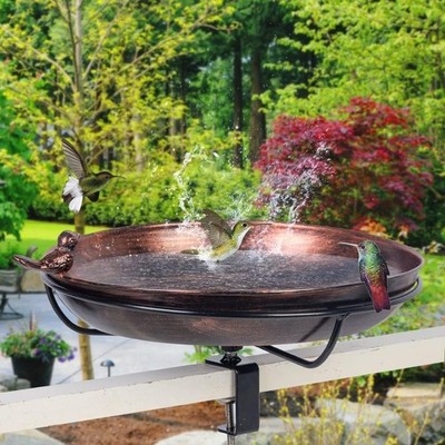 Deck Mounted Bird Bath with Adjustable Sturdy Metal Clamp Bowl Bird Baths for