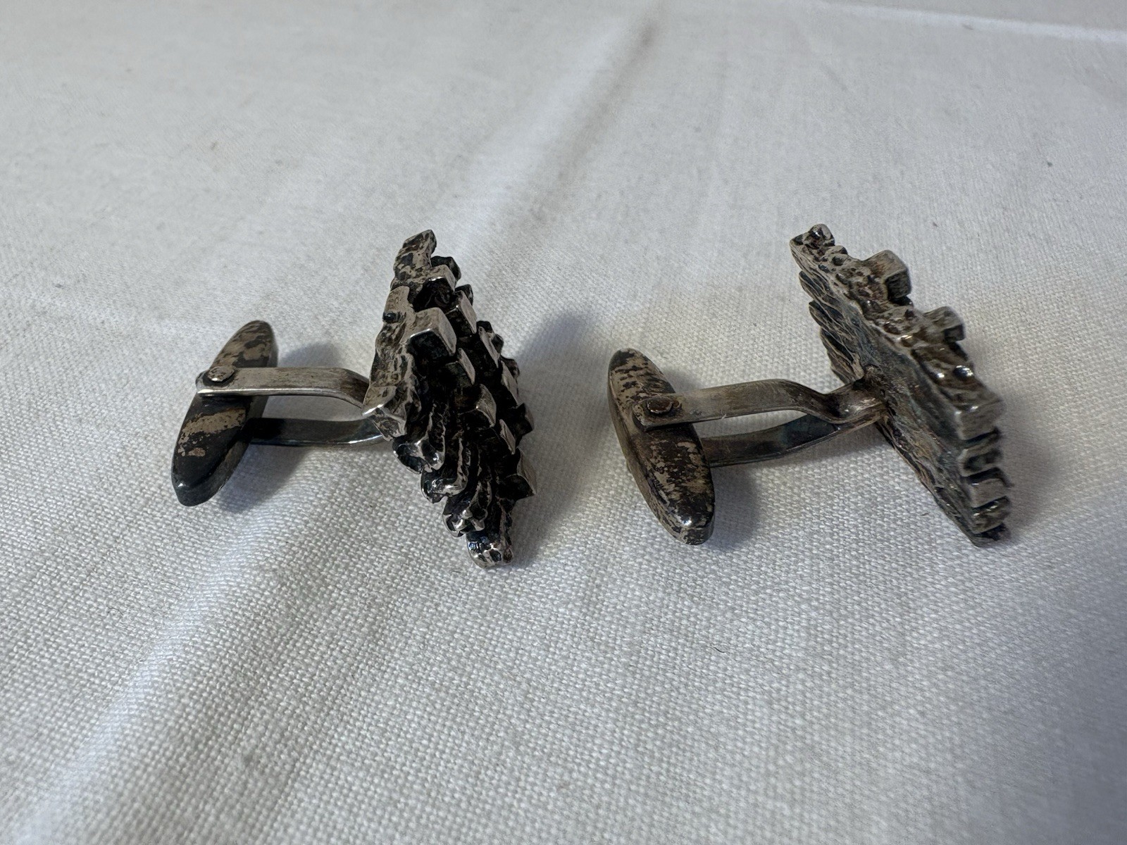 Vintage Cufflinks Solid Silver 835 Mid Century Mo… - image 4