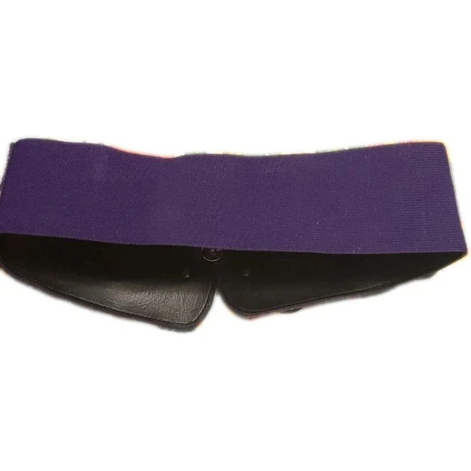 Cinturón ancho de gamuza púrpura elástico elástico cierre dorado vintage  Foto 3 de 4