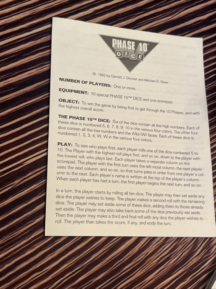 1993 Fundex Phase 10 dice The fun and challenging dice game Complete 1-8 players - Image 4 of 4