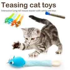 Interactive Cat Toy Mouse Teaser Wand Catnip Feather Kitten Play Fun