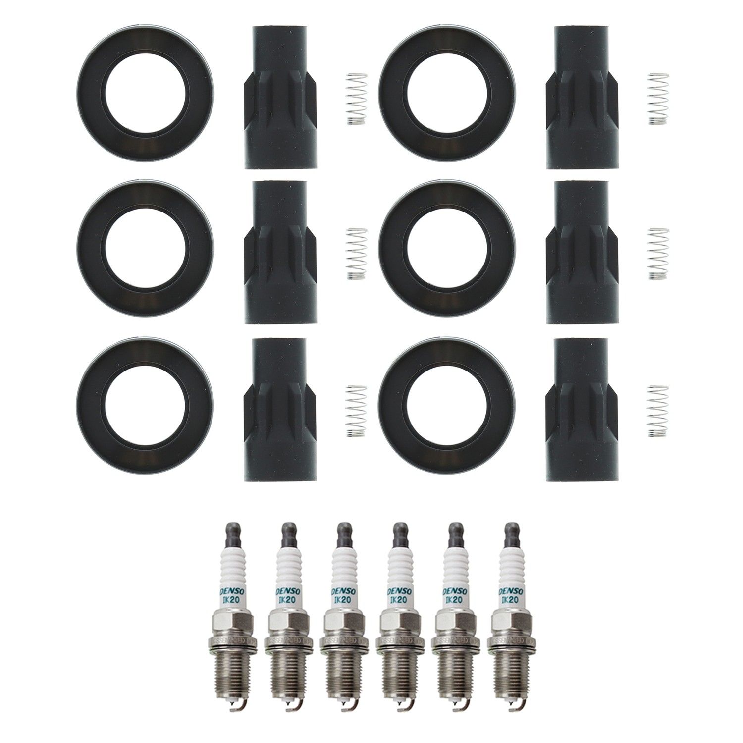 Denso 6 Iridium Power Spark Plugs 6 Coil Boots Kit for Camry Highlander 3.3L V6