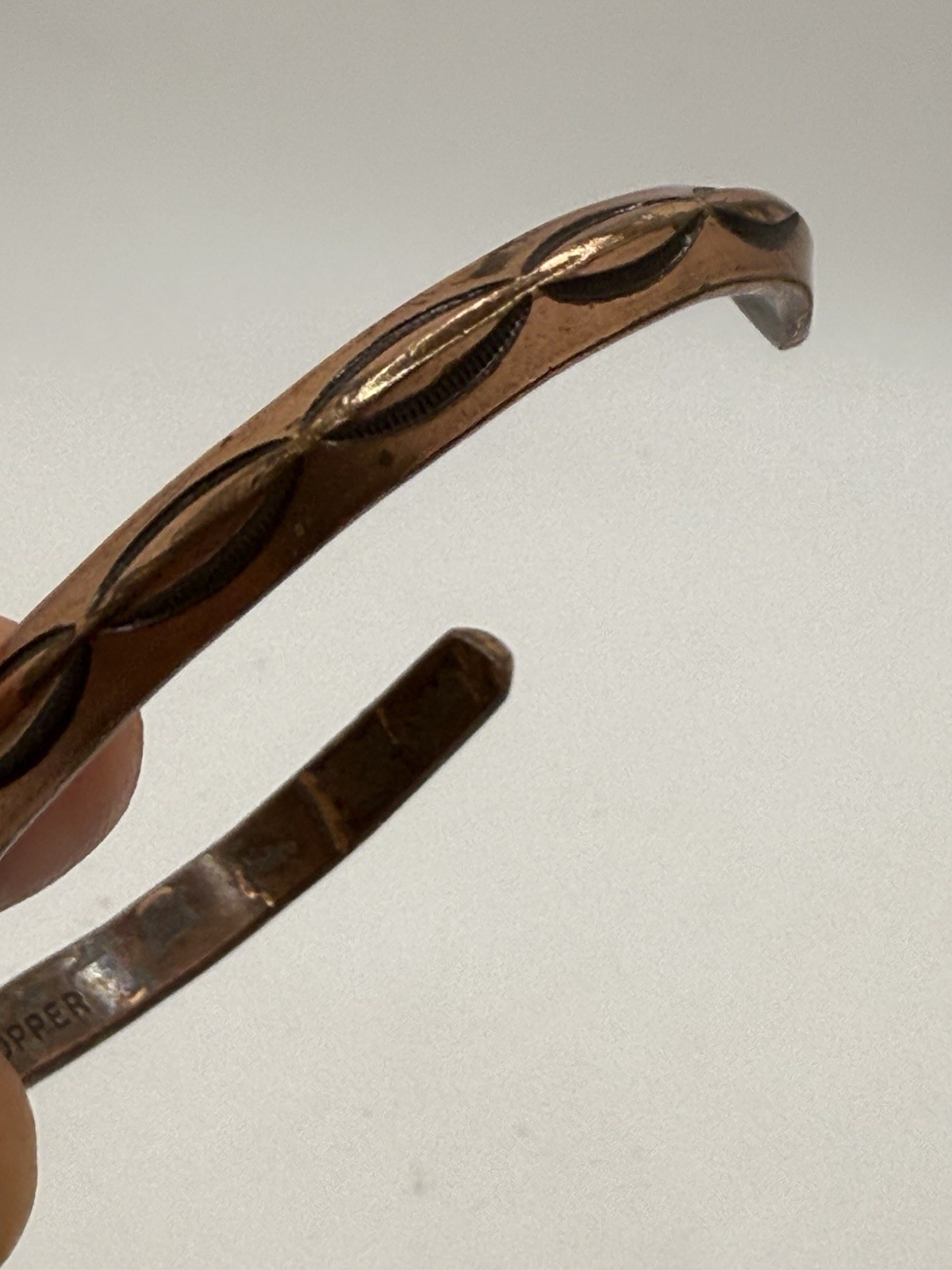 Vintage Solid Copper Cuff Bracelet Hand Stamped D… - image 9