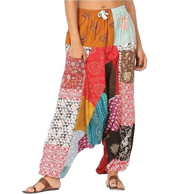 #ad Pure Cotton Patch Work Yoga Alibaba Pants For Unisex Gym Harem Pants Multicolor $13.44