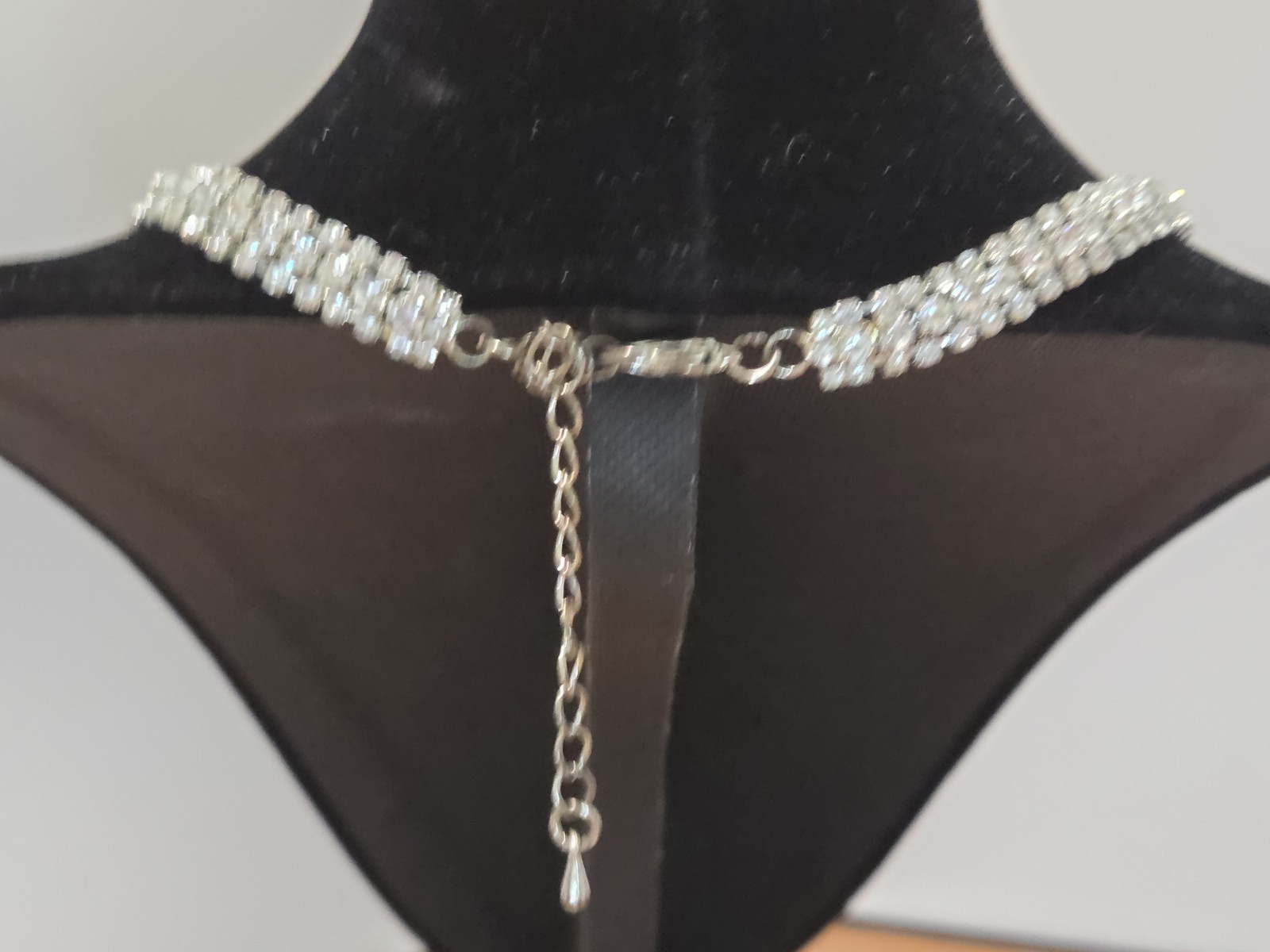 Statement Rhinestone Bib Necklace Silver Tone Mul… - image 5