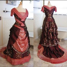 1875s Victorian Bustle Wedding Dresses Duchess Edwardian Civil War Southern Gown