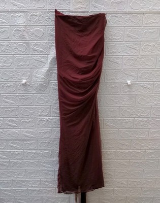 New House Of CB Cassidy Cabernet Fluted Hem Mesh Maxi Dress Size S
