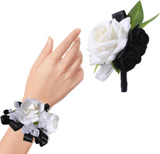 Corsage and Boutonniere Set Rose Adjustable Wrist Corsage for Women Wedding Bout