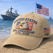 Personalized USA 250th Anniversary Embroidered Eagle Hat 1776  2026 Patriotic Cap