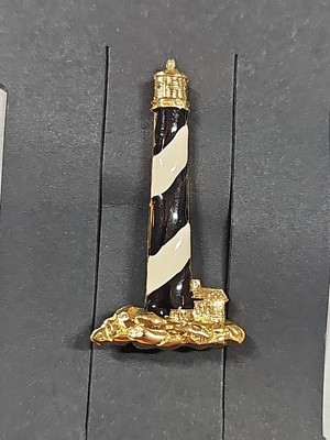 Lighthouse Gold Tone Lapel Hat Tie Pin 